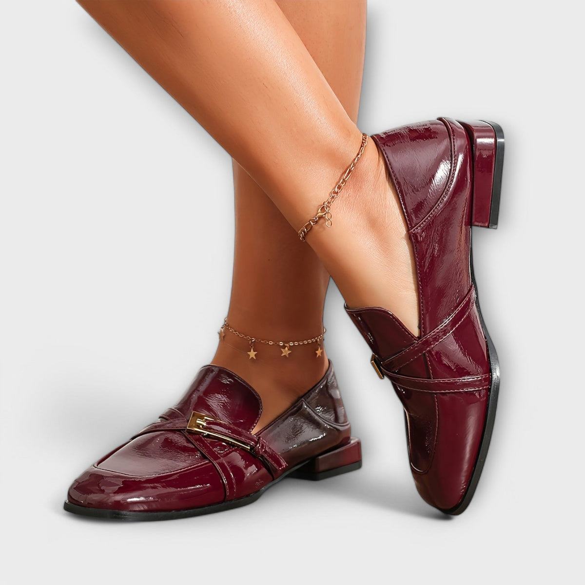 Borka™ - Moccasins in Bright Burgundy Color