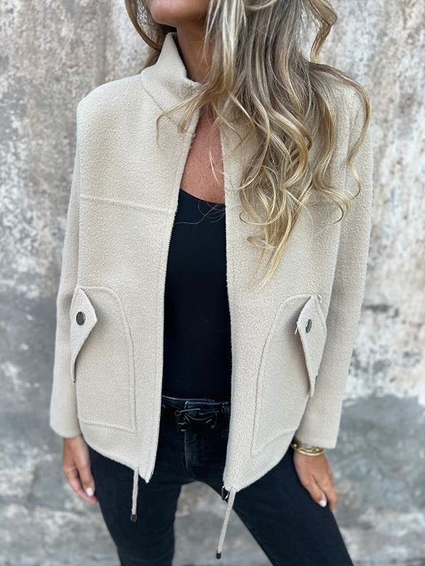 Lynette | Fashionable Jacket with Stand-Up Collar and Button Pockets