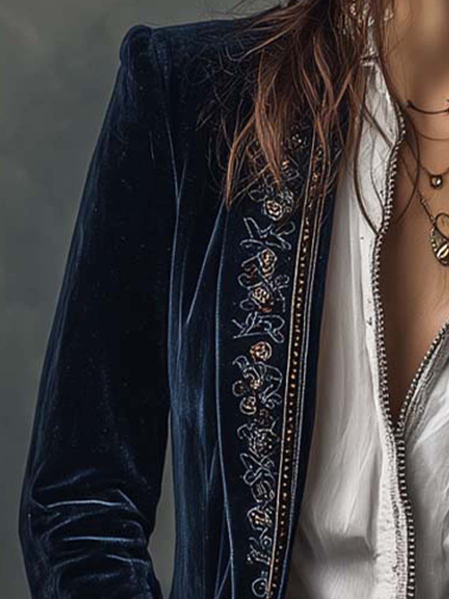 Emilia | Long Embroidered Women's Blazer