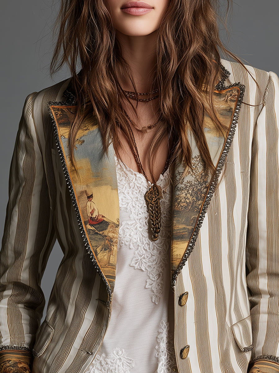 Aleksandra | women's boho striped blazer