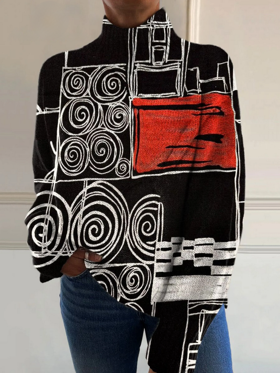 Romy | Abstract Art High-Neck Sweater