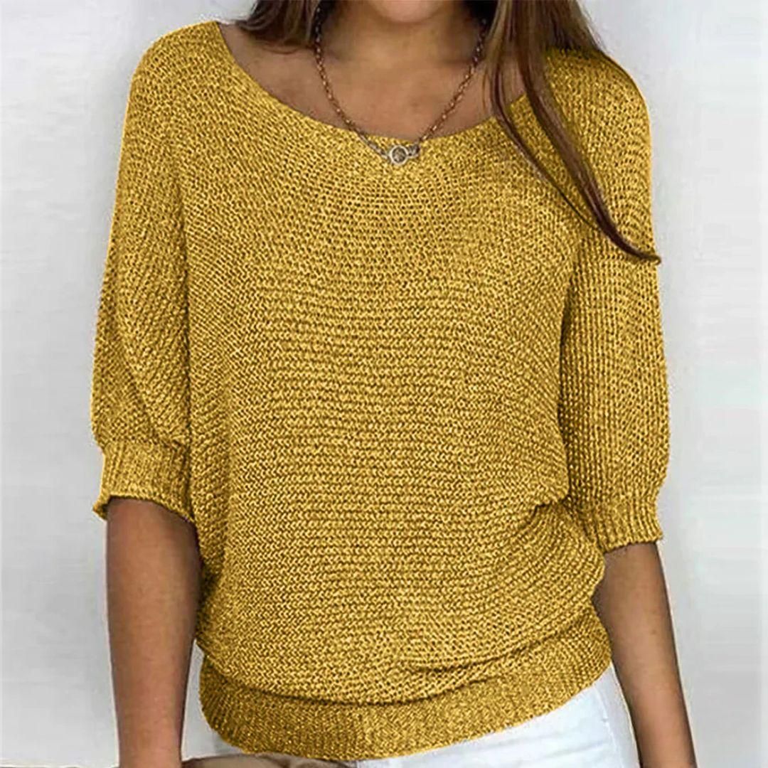 Marilyn | Merino Wool Elegant Knitted Short-Sleeve Sweater