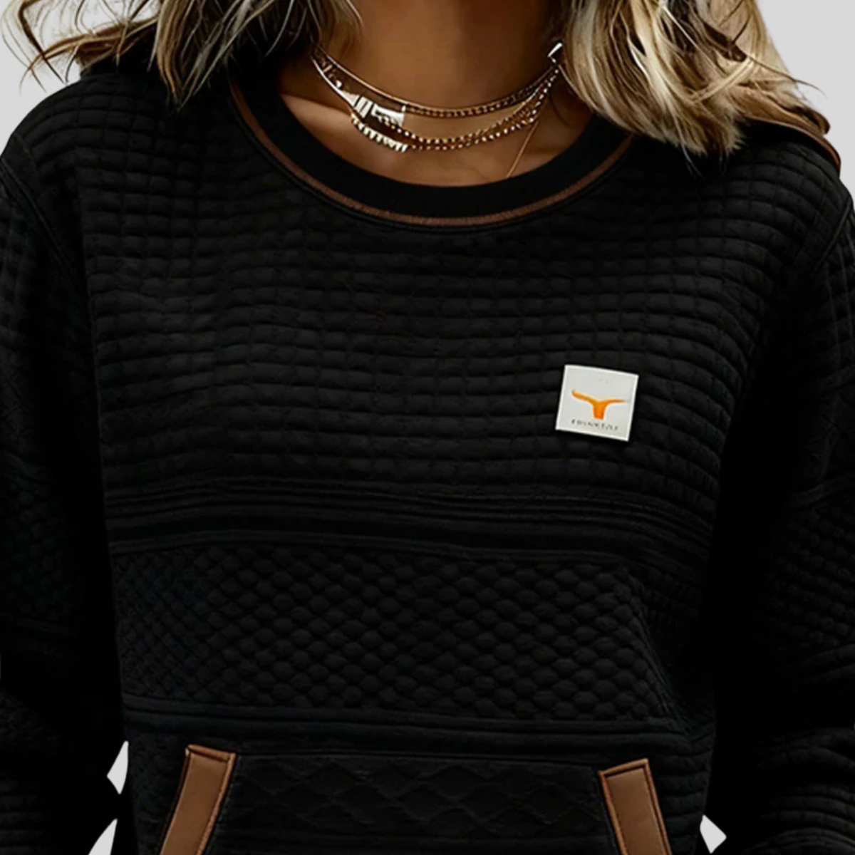 Maeve - Textured Colourblock Crew Neck Sweatshirt