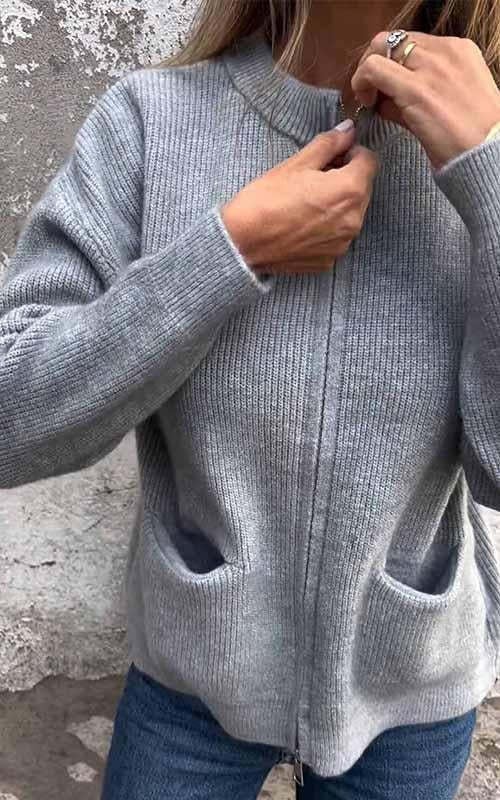Salivelle | Comfortable Cardigan with Front Zipper and Pockets
