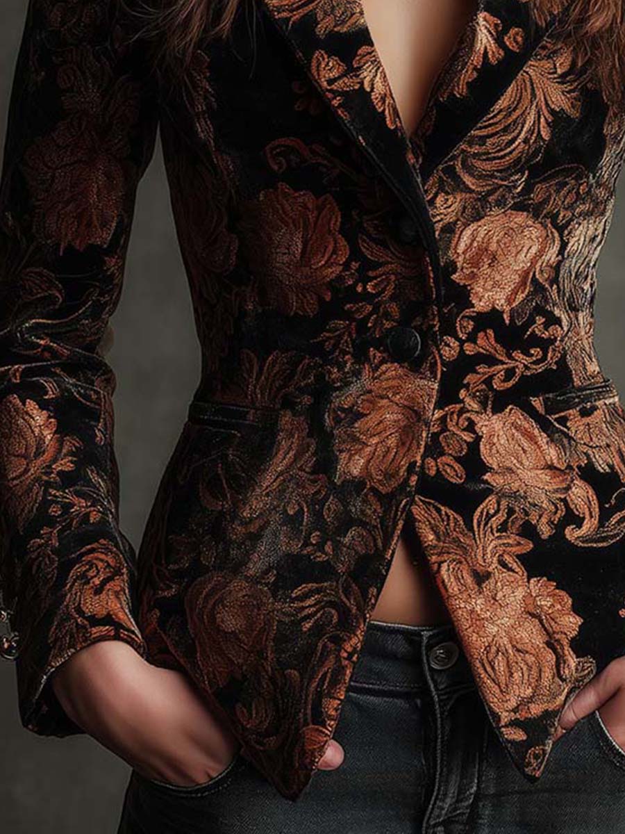 Marcelina | black fitted floral blazer
