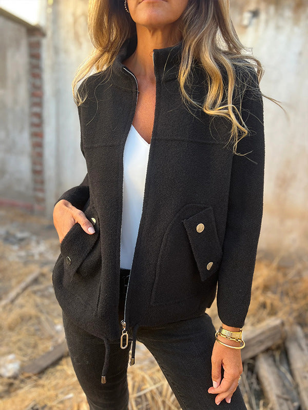 Lynette | Fashionable Jacket with Stand-Up Collar and Button Pockets