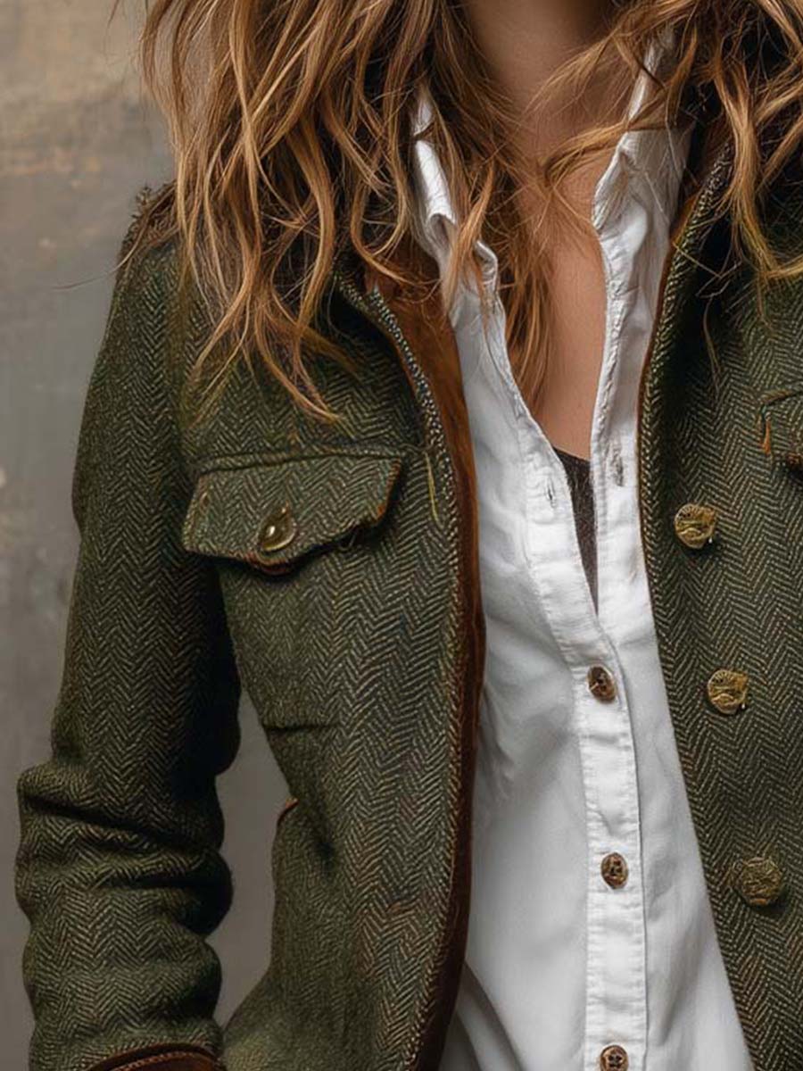 Natalia | houndstooth blazer with contrasting finish