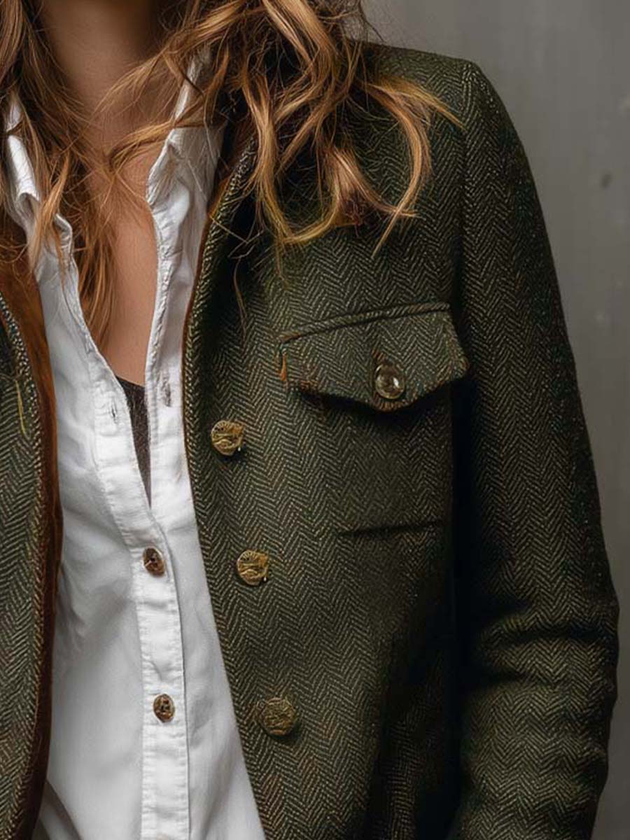 Natalia | houndstooth blazer with contrasting finish