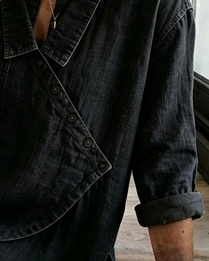 Women's Button-Front Denim Blouse