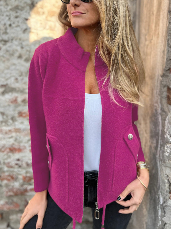 Lynette | Fashionable Jacket with Stand-Up Collar and Button Pockets