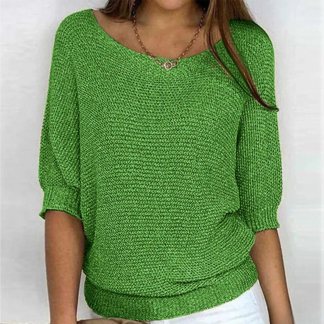Marilyn | Merino Wool Elegant Knitted Short-Sleeve Sweater