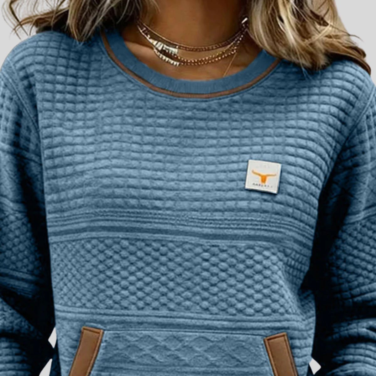 Maeve - Textured Colourblock Crew Neck Sweatshirt