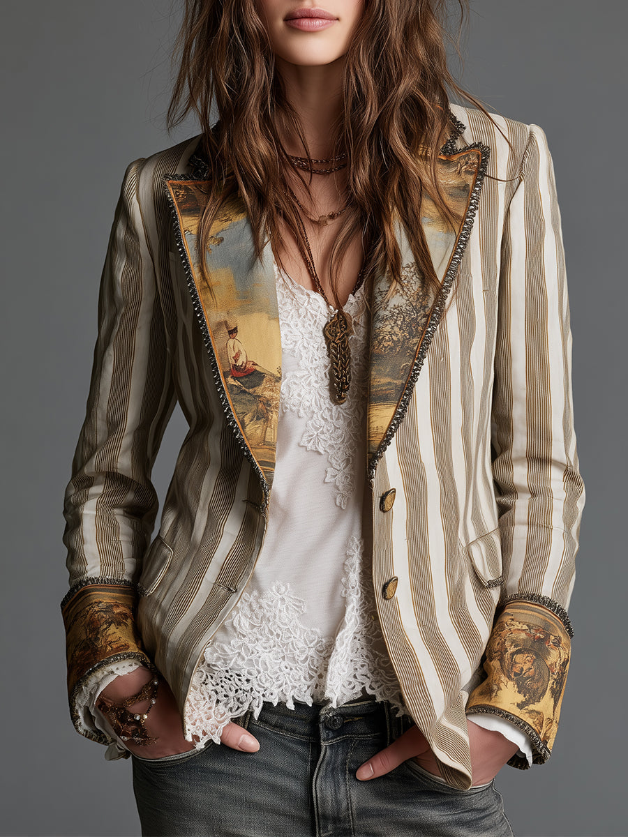Aleksandra | women's boho striped blazer