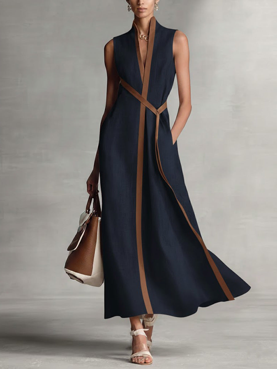 Colette | Belted V-Neck Midi Dress