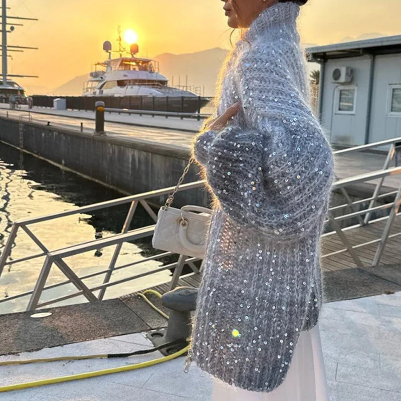 MaraKnit™ | Cardigan with Glitter Sequins