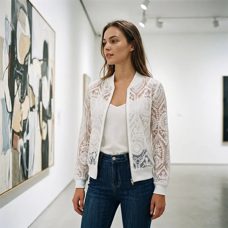 Venesse | Elegant Lace Jacket with Floral Pattern