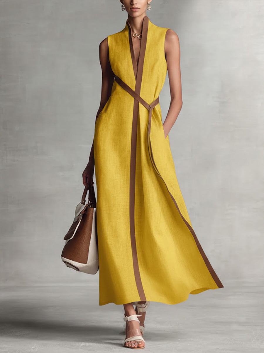 Colette | Belted V-Neck Midi Dress