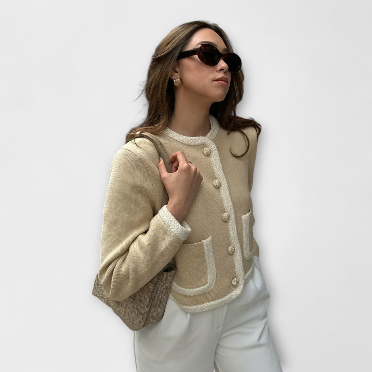 Classic Cardigan with Decorative Pockets