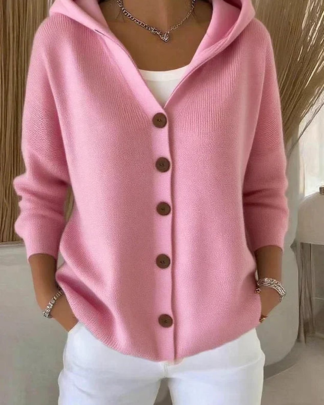 Romilly | Hooded Button-Up Knit Cardigan