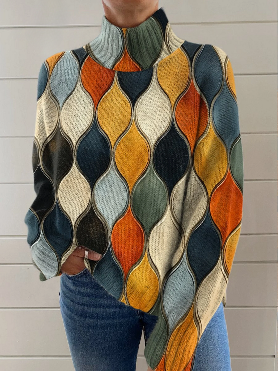 Elinor | Geometric High-Neck Sweater
