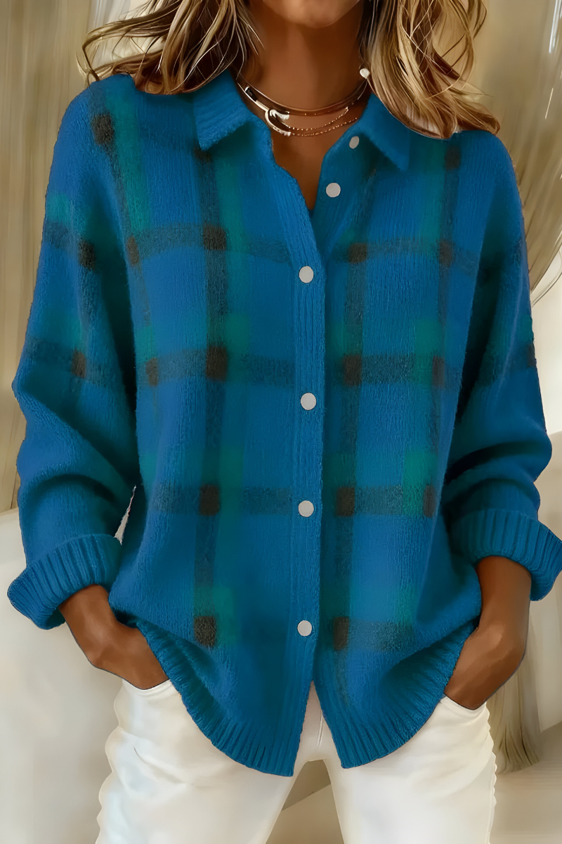 Cozy Plaid Knit Cardigan