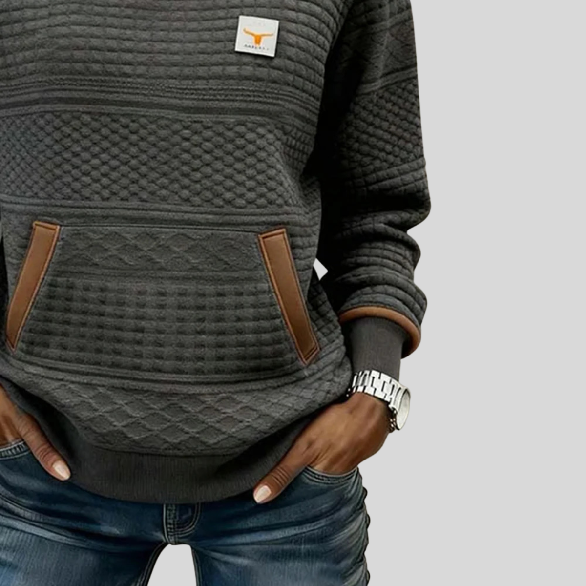 Maeve - Textured Colourblock Crew Neck Sweatshirt