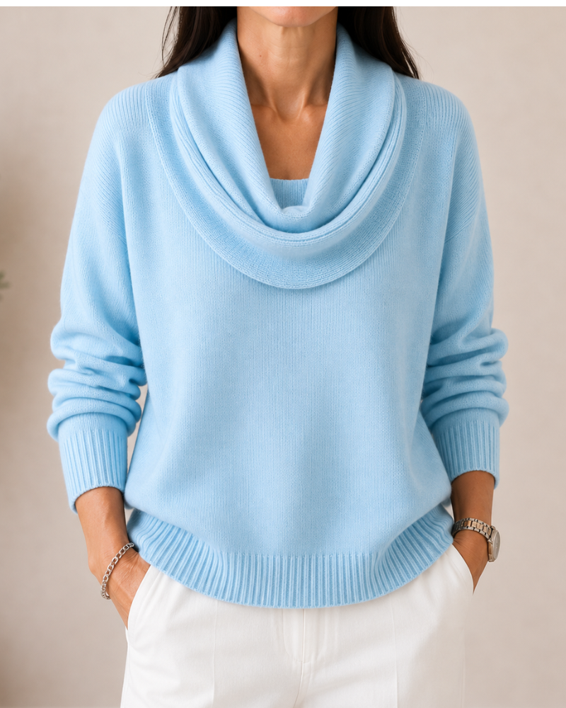Caralina™ | Elegant Cowl Neck Knit Sweater