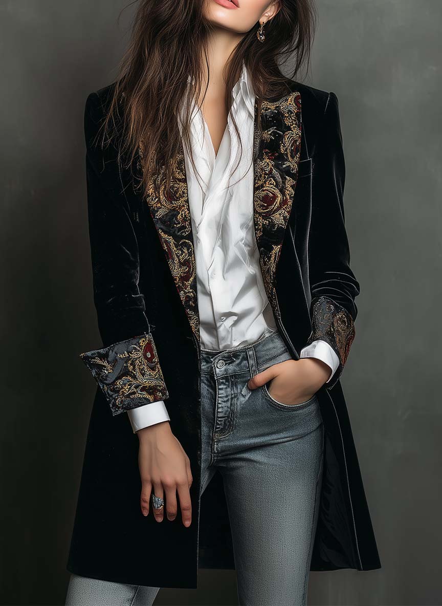 Julia | black blazer with baroque lapels