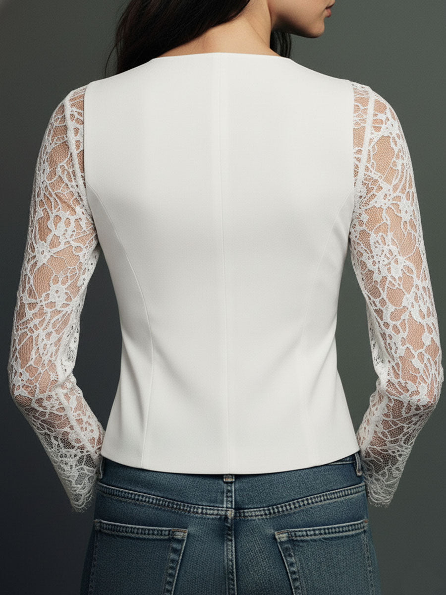 Vittoria | Black Blazer with Semi-Transparent Sleeves