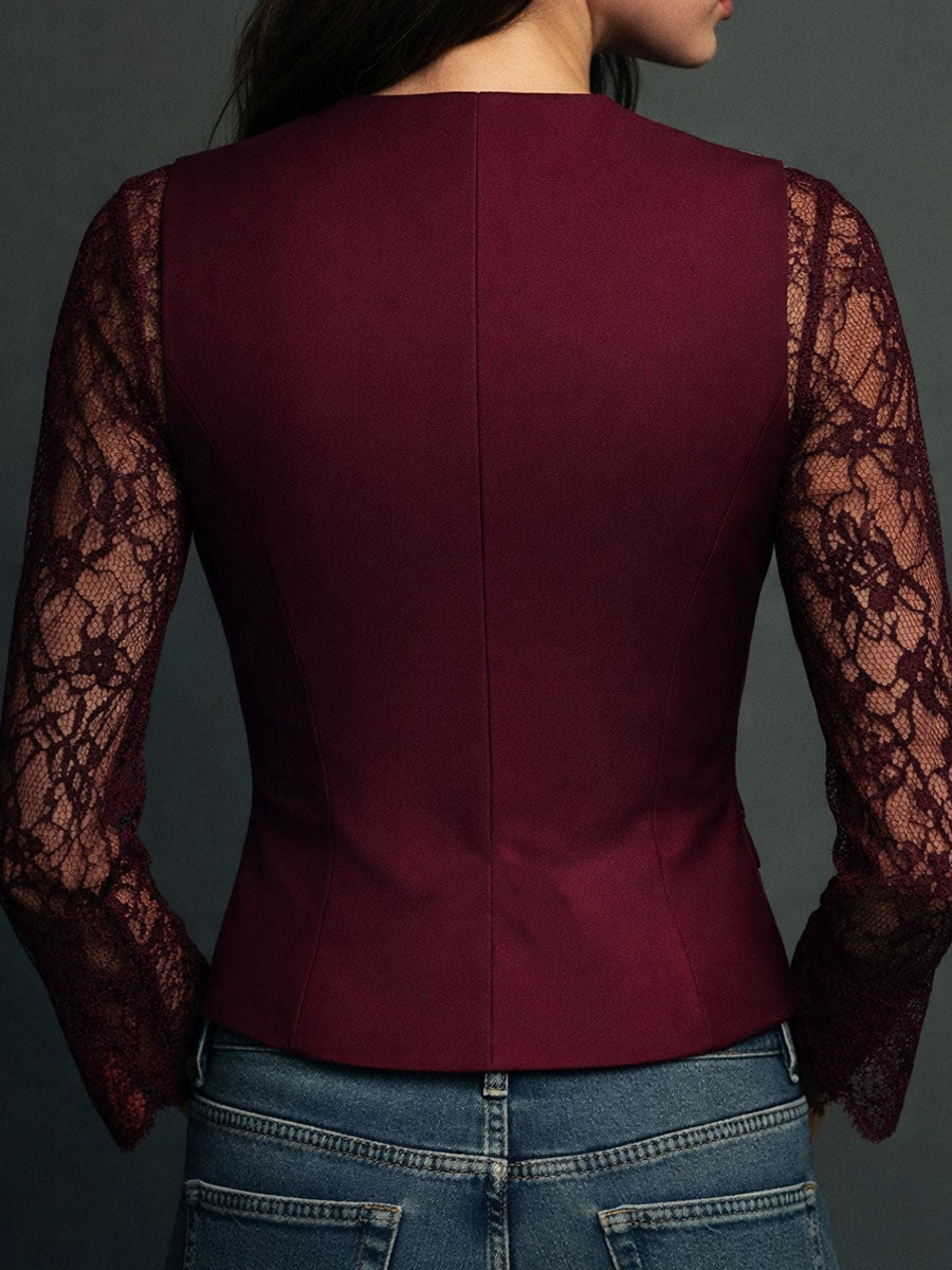 Vittoria | Black Blazer with Semi-Transparent Sleeves