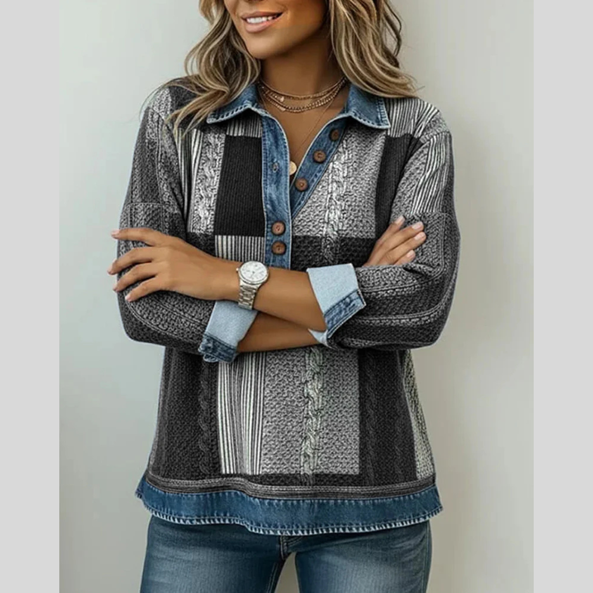 Seren - Colourblock Patchwork Sweatshirt