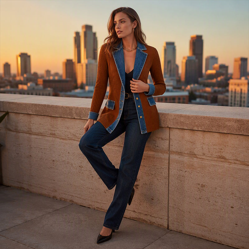 Elegant Long Denim Coat