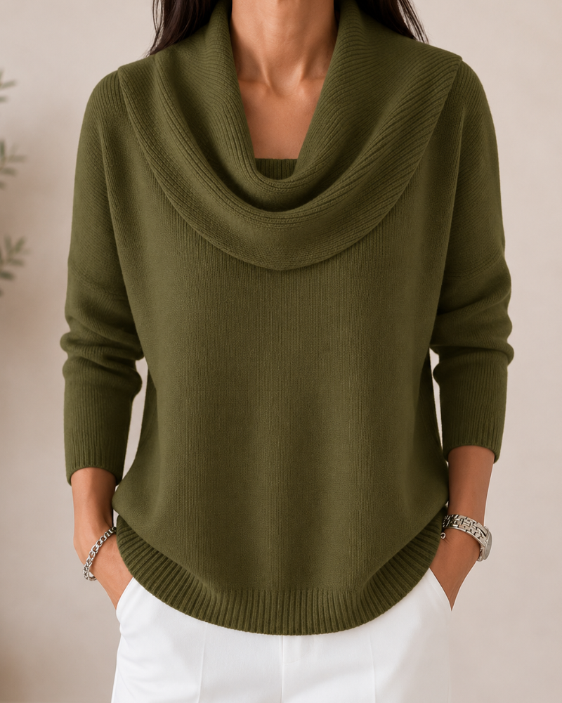 Caralina™ | Elegant Cowl Neck Knit Sweater