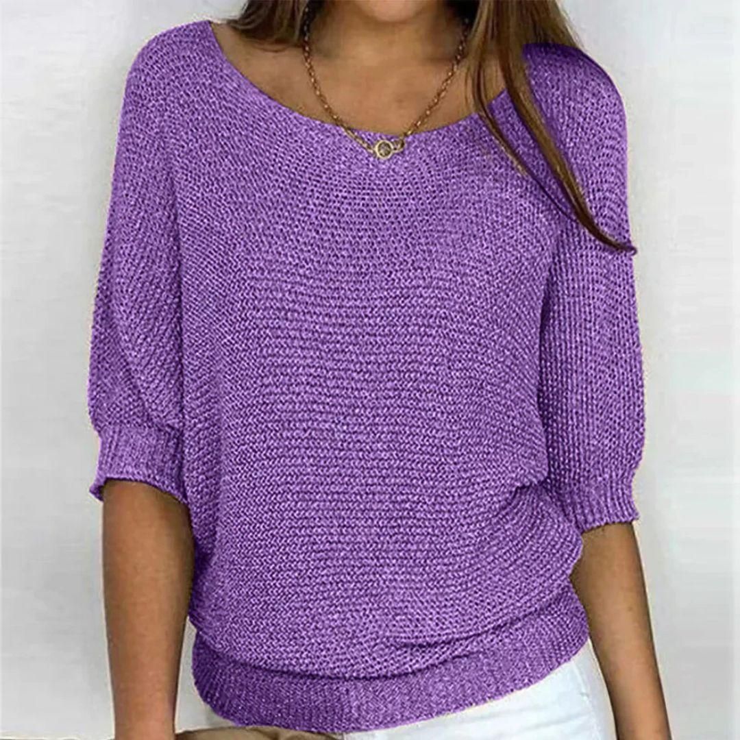 Marilyn | Merino Wool Elegant Knitted Short-Sleeve Sweater