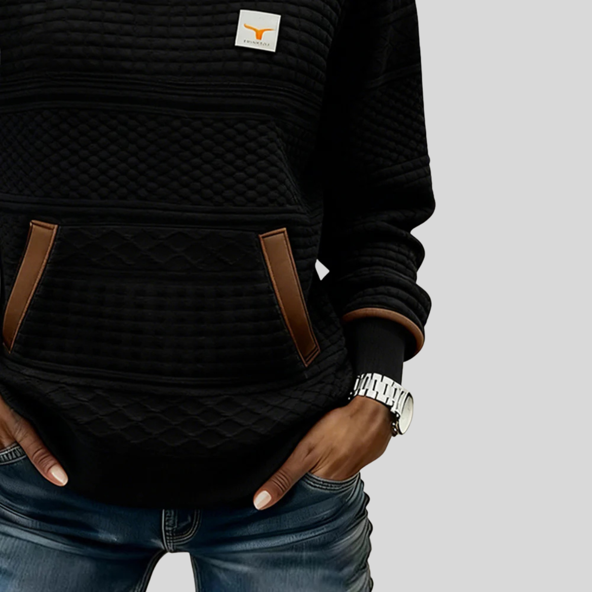 Maeve - Textured Colourblock Crew Neck Sweatshirt