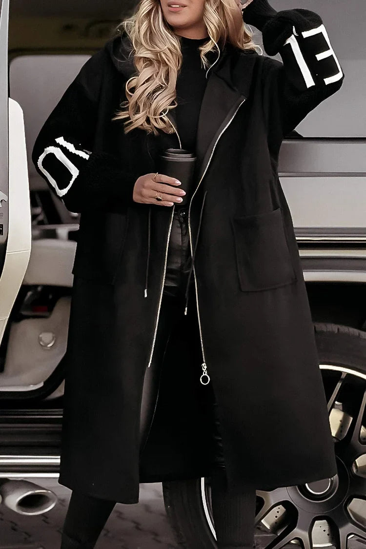 Melisa™ | Women's Hooded Jacket with Long Knitted Sleeves and Patchwork Design
