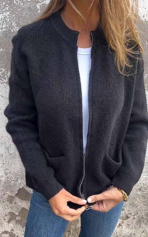 Salivelle | Comfortable Cardigan with Front Zipper and Pockets