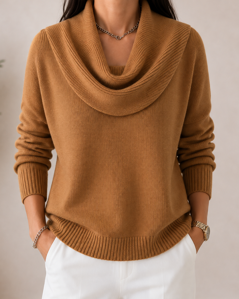 Caralina™ | Elegant Cowl Neck Knit Sweater