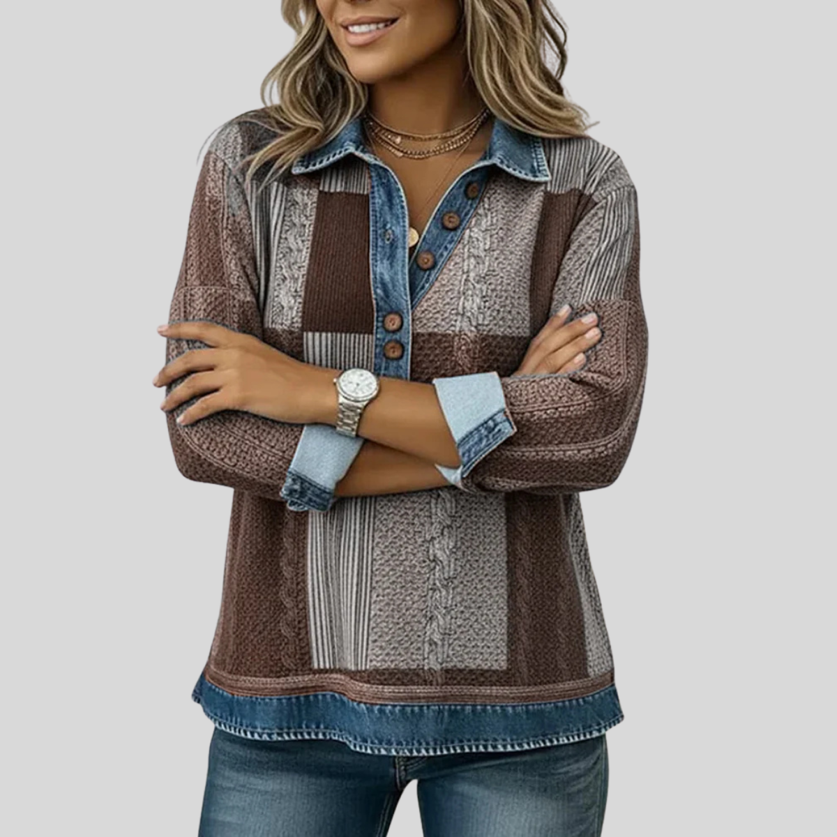 Seren - Colourblock Patchwork Sweatshirt