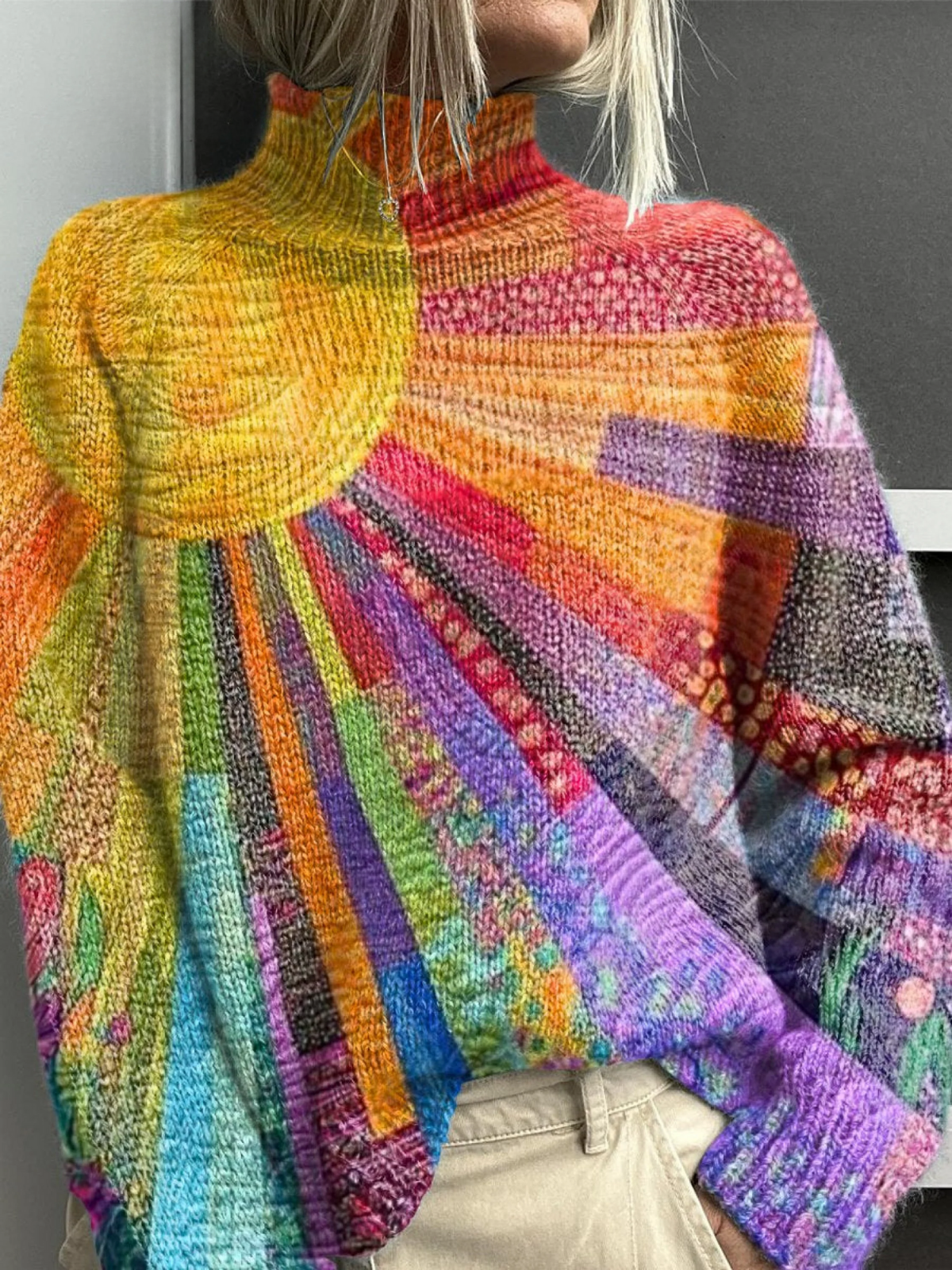 Opal | Radiant Sunburst Turtleneck Sweater