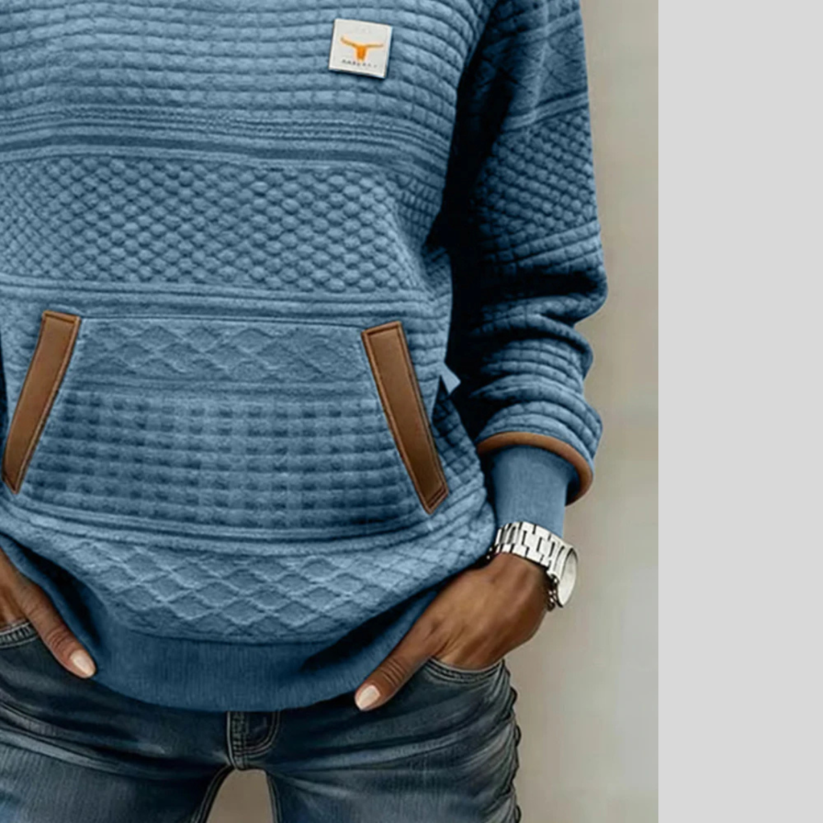 Maeve - Textured Colourblock Crew Neck Sweatshirt