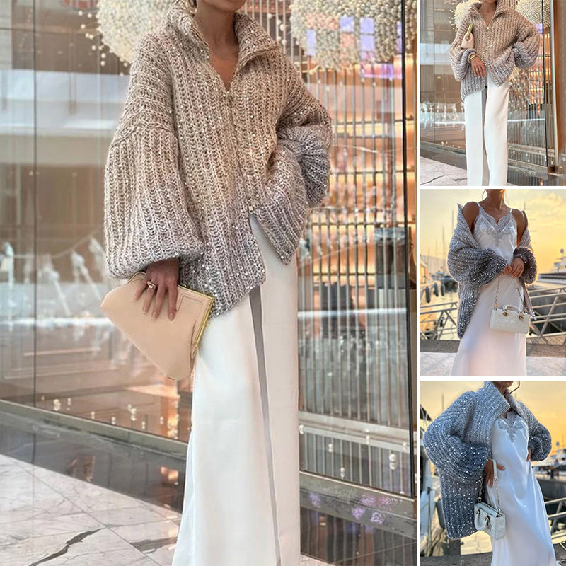 MaraKnit™ | Cardigan with Glitter Sequins