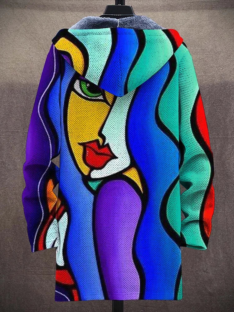 Elisabeth | Hooded Cardigan with Artistic Print and Soft Lining