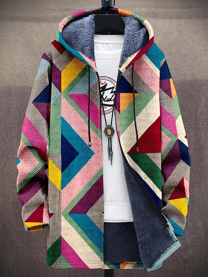 Johanna | Hooded Cardigan with Artistic Print and Soft Lining