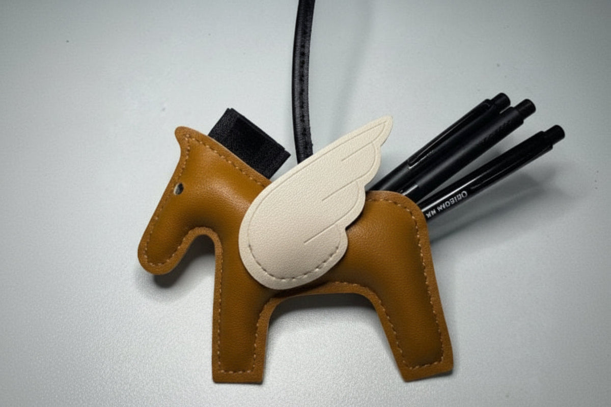 WINGED HORSE CHARM IN LEATHER