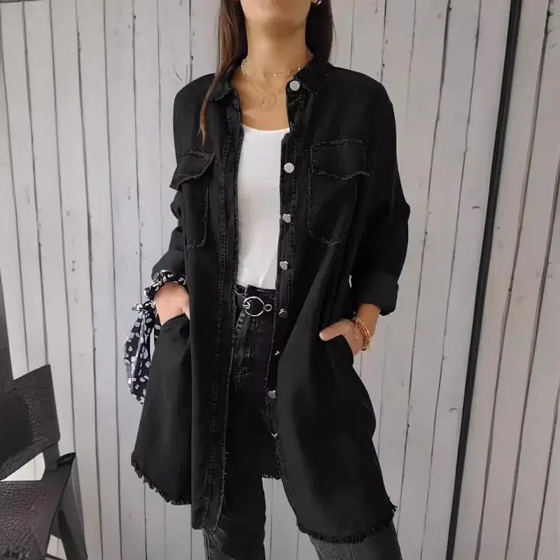 Julietta | Long women's denim Jacket, versatile to combine.