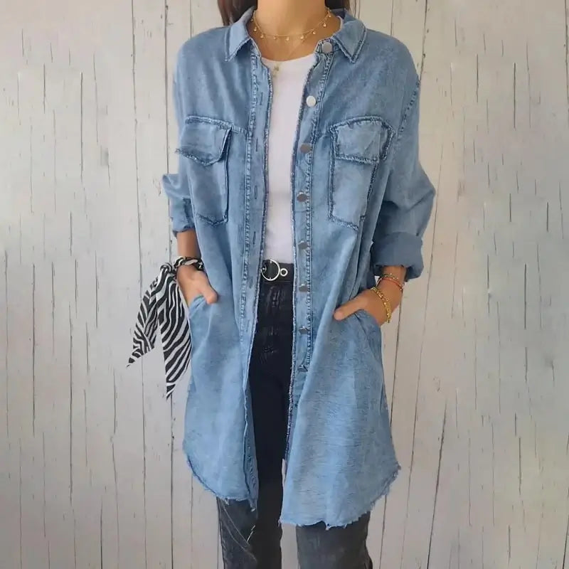 Julietta | Long women's denim Jacket, versatile to combine.