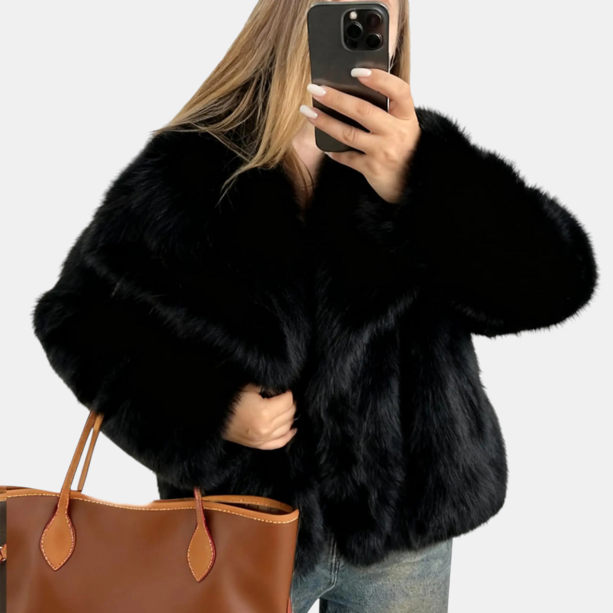 Women’s Faux Fur Open Front Fluffy Short Jacket