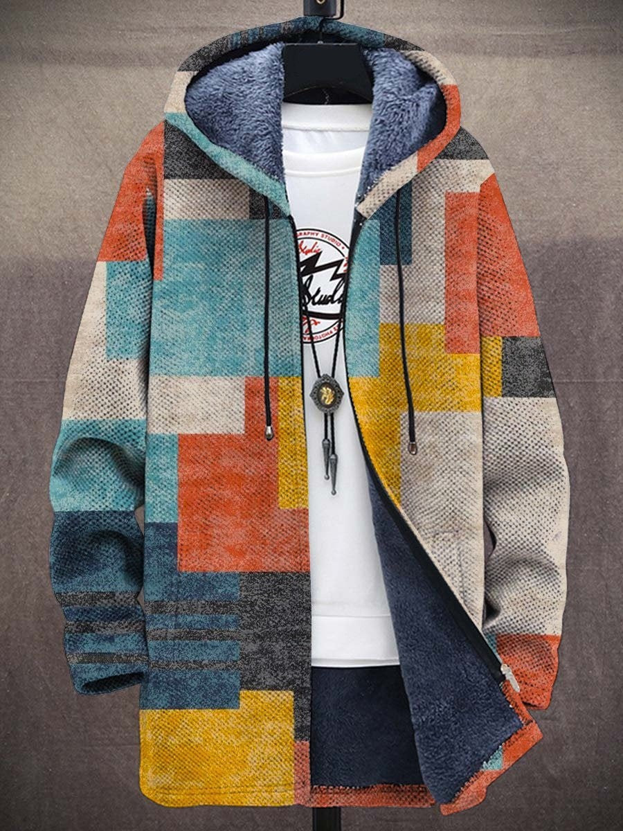 Judith | Hooded Cardigan with Artistic Print and Soft Lining