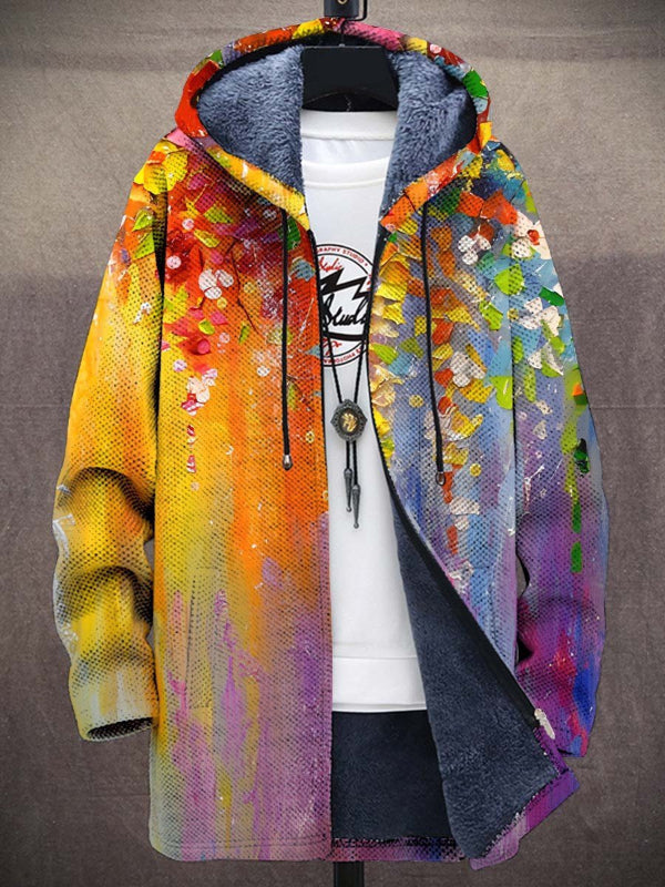 Judith | Hooded Cardigan with Artistic Print and Soft Lining